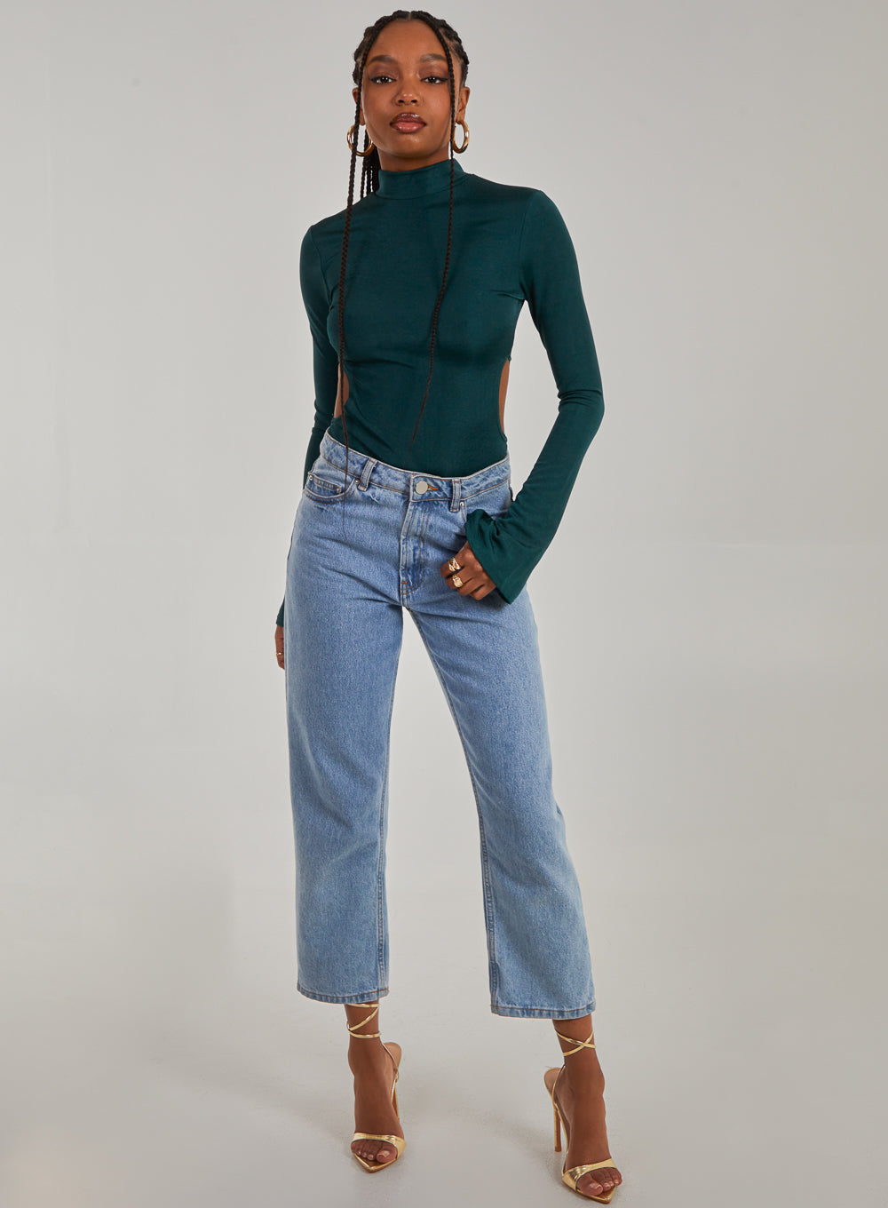 Slinky Cut Out Flare Sleeve Bodysuit | Pink Vanilla