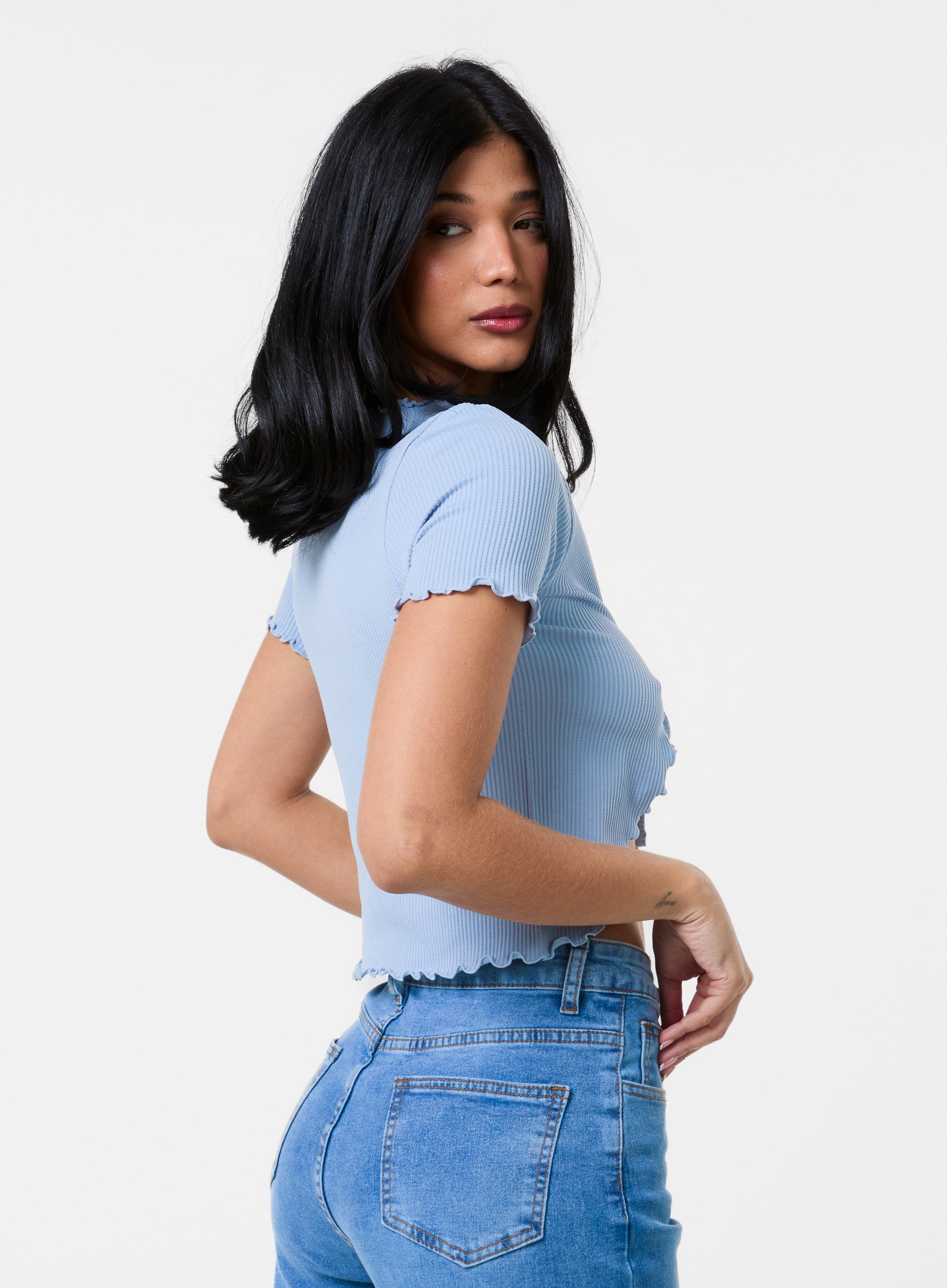 Lettuce Hem Tie Front Top | Pink Vanilla