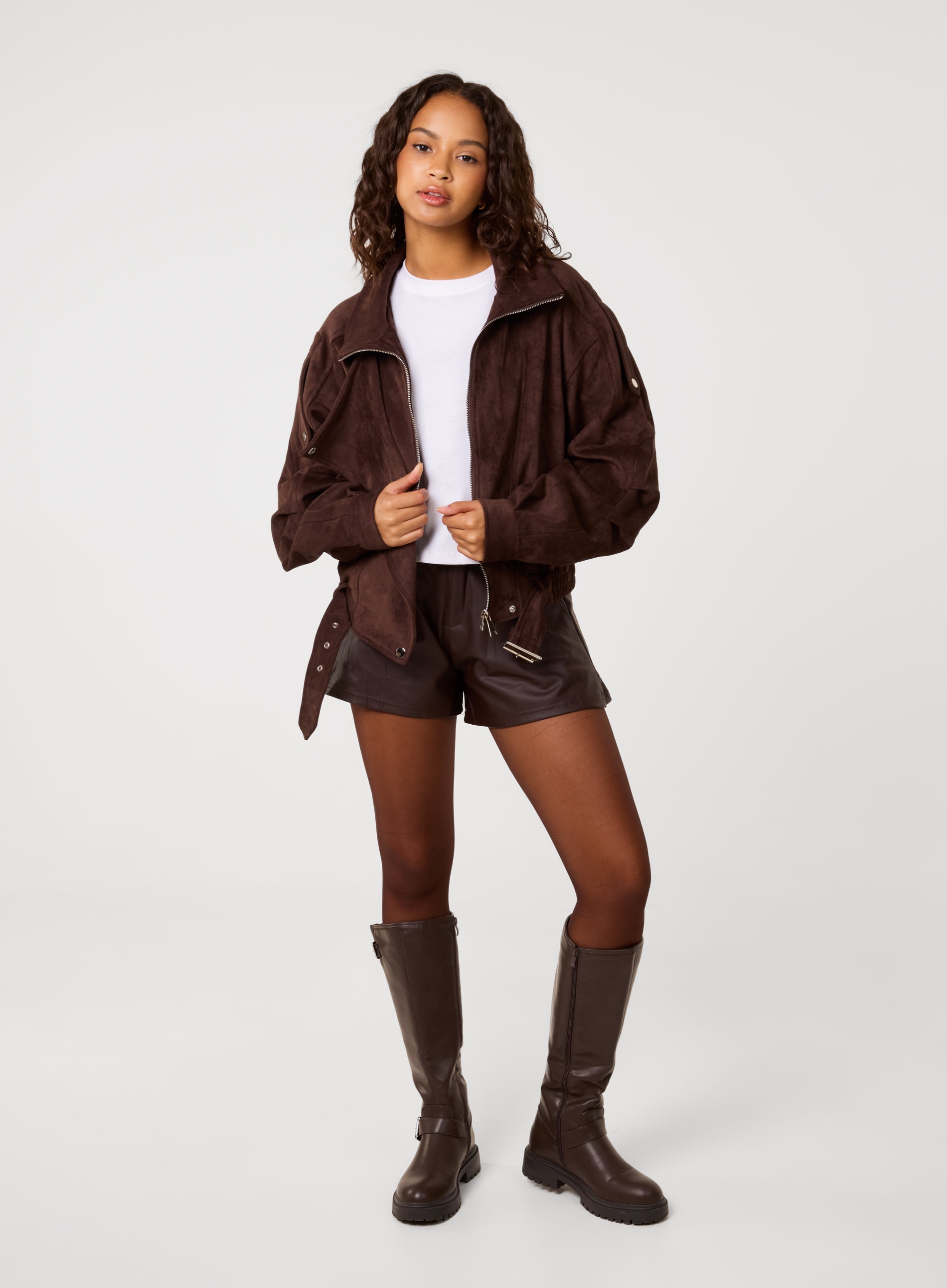 Faux Suede Oversized Jacket | Pink Vanilla