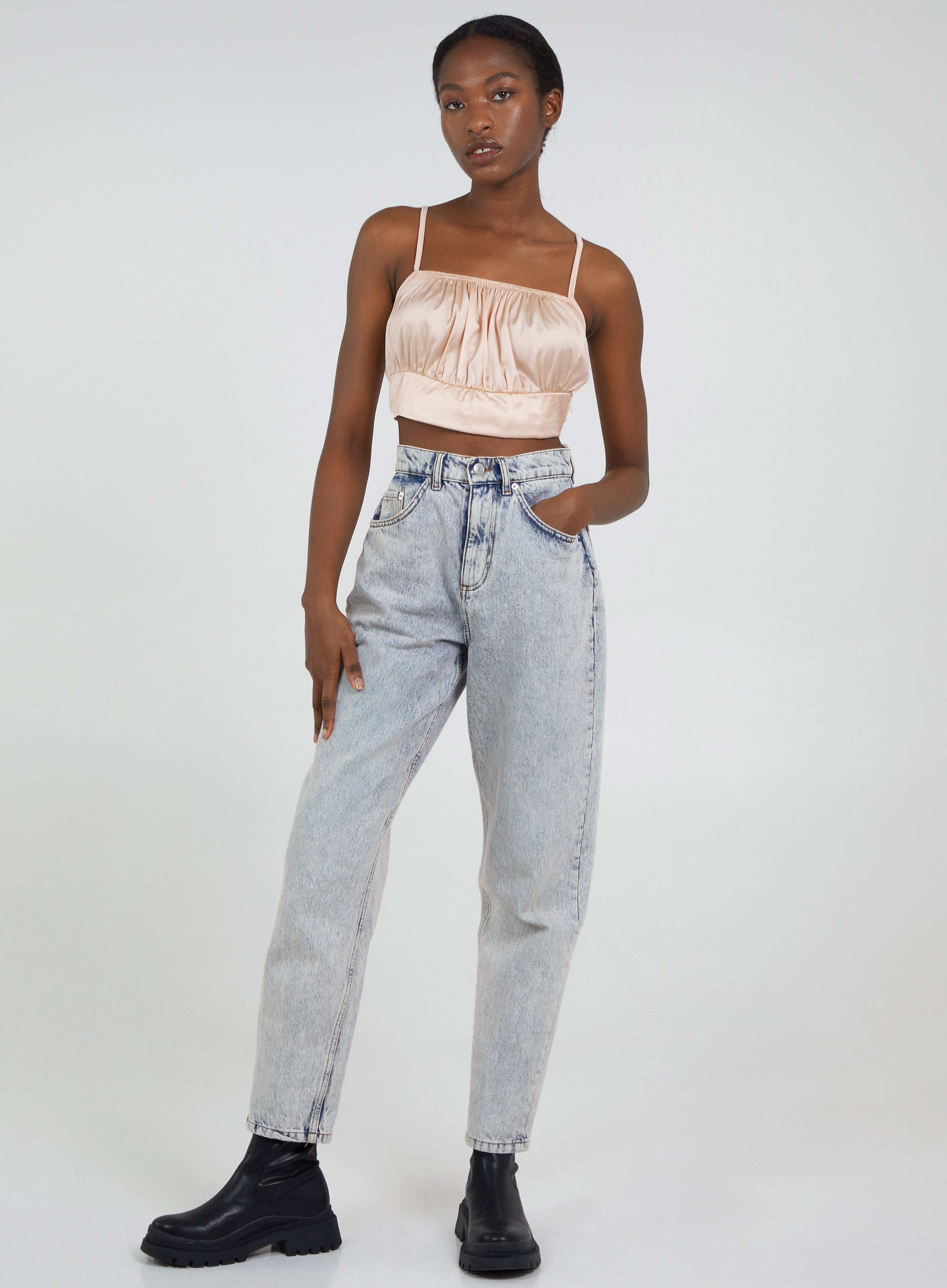 Satin Ruched Cami Top | Pink Vanilla