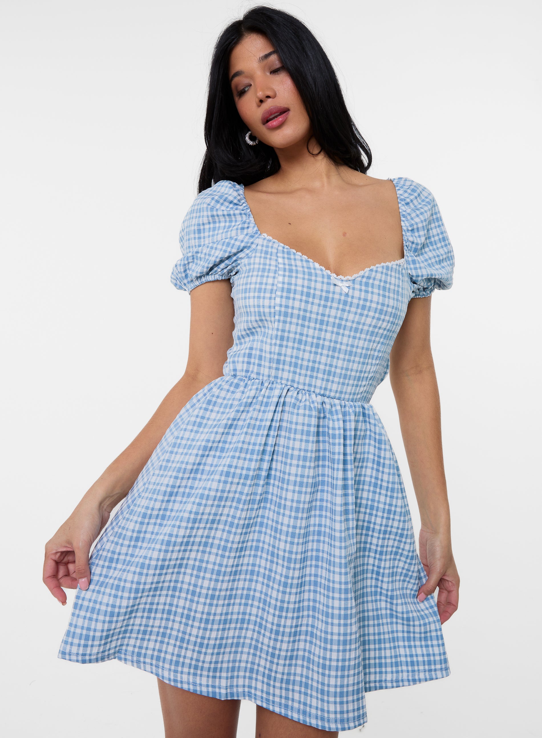 Puff Sleeve Gingham Dress | Pink Vanilla Puff Sleeve Gingham Dress | Pink Vanilla