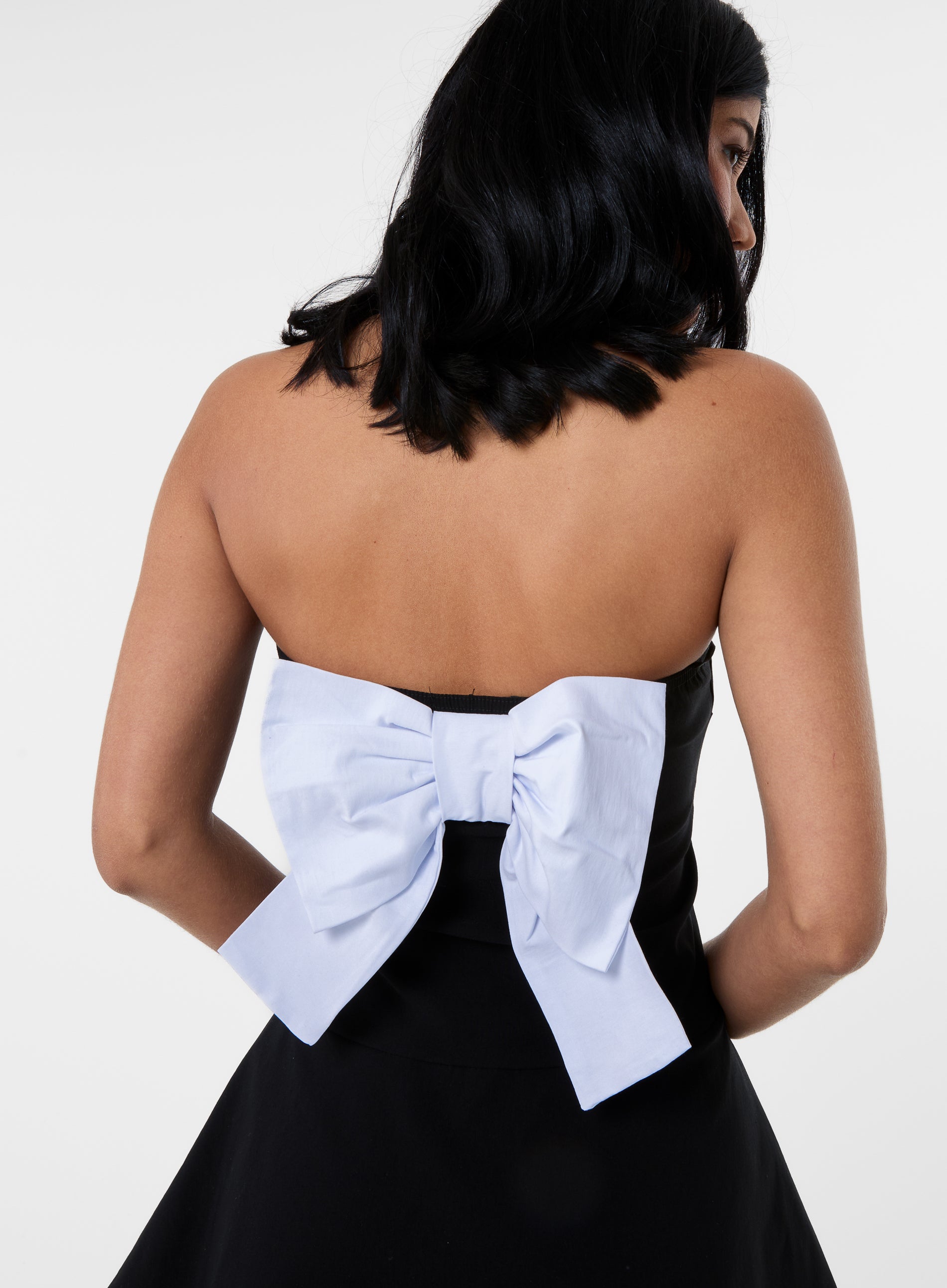 Bow Back Contrast Binding Bandeau Dress