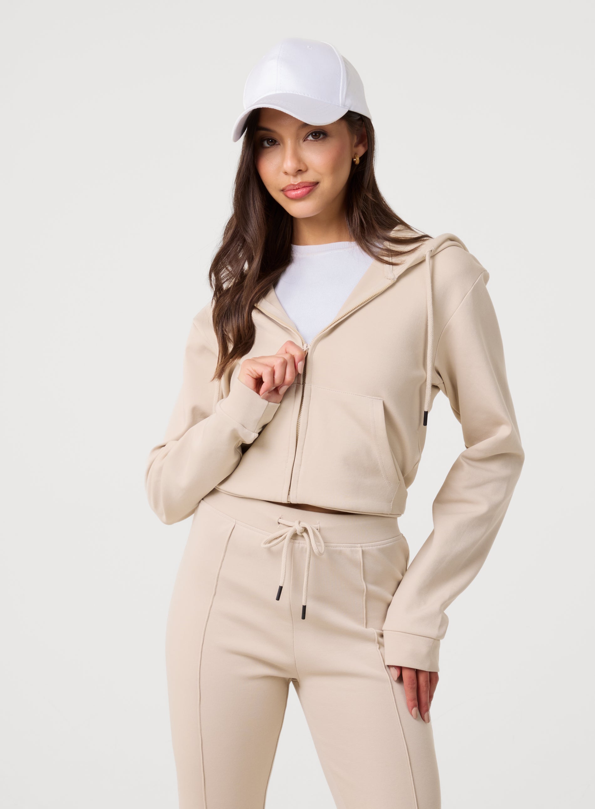 Zip Up Cropped Hoodie | Pink Vanilla