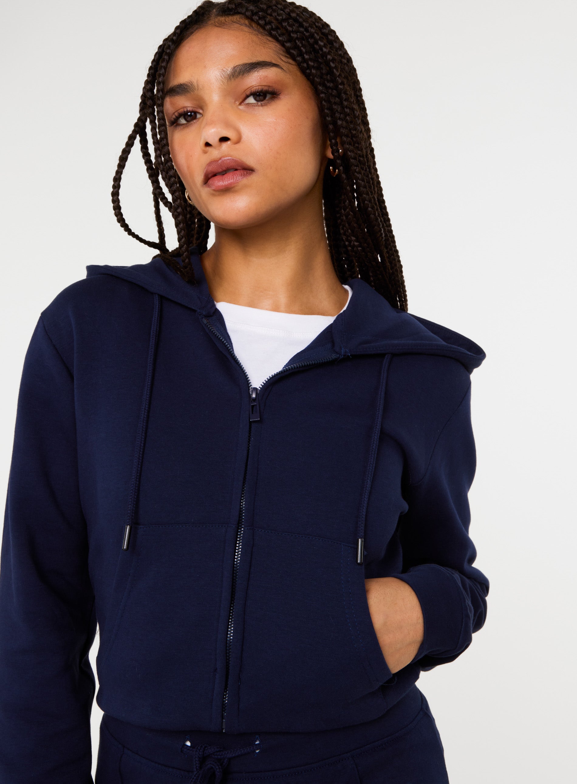 Zip Up Cropped Hoodie | Pink Vanilla