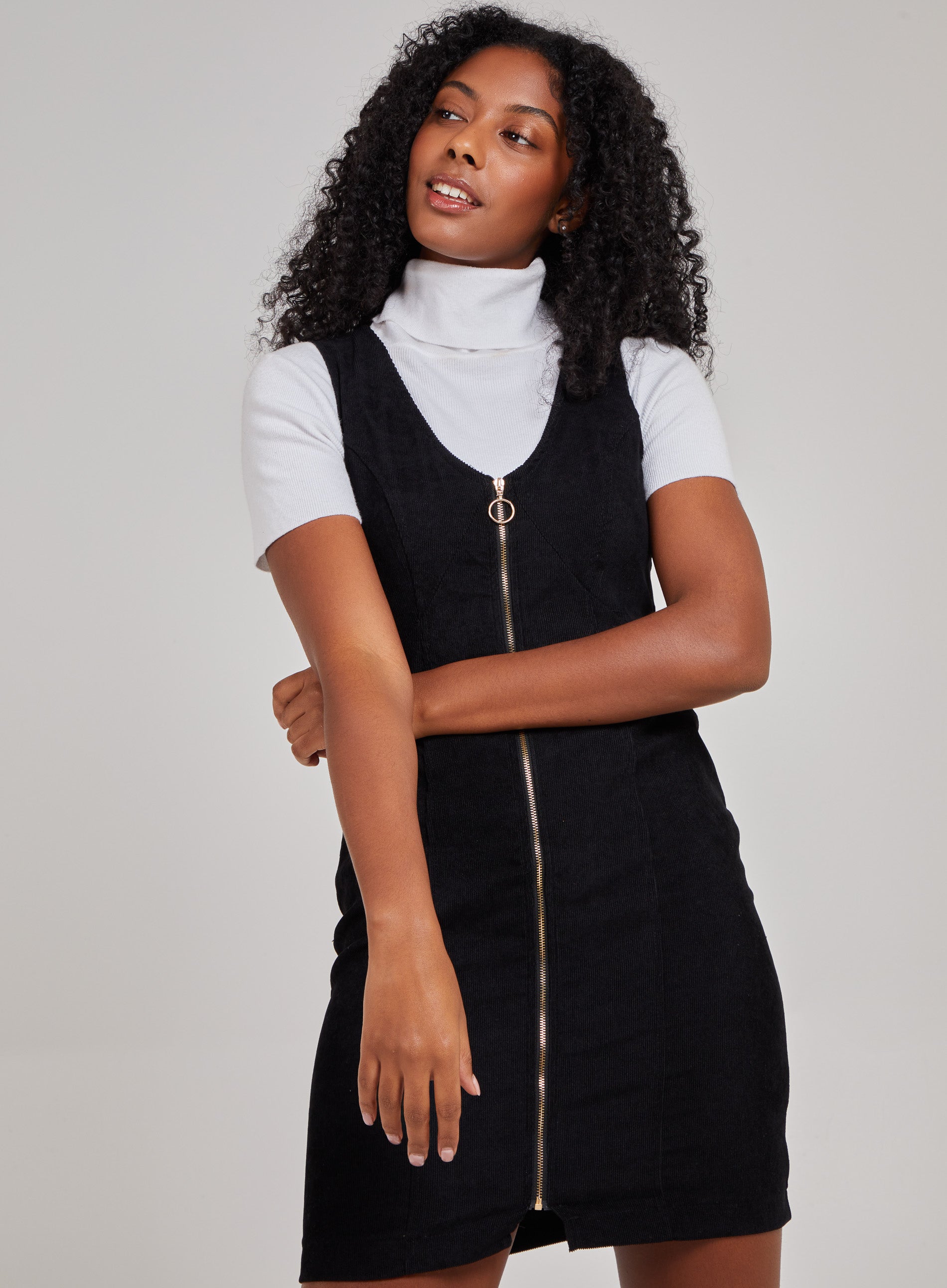 Zip Through Corduroy Dress | Pink Vanilla