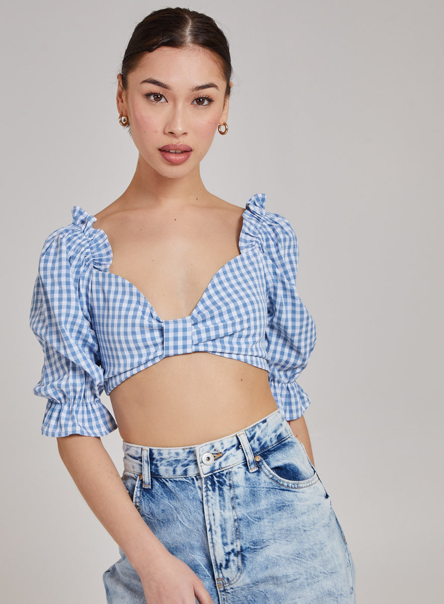 Cropped Check Top | Pink Vanilla