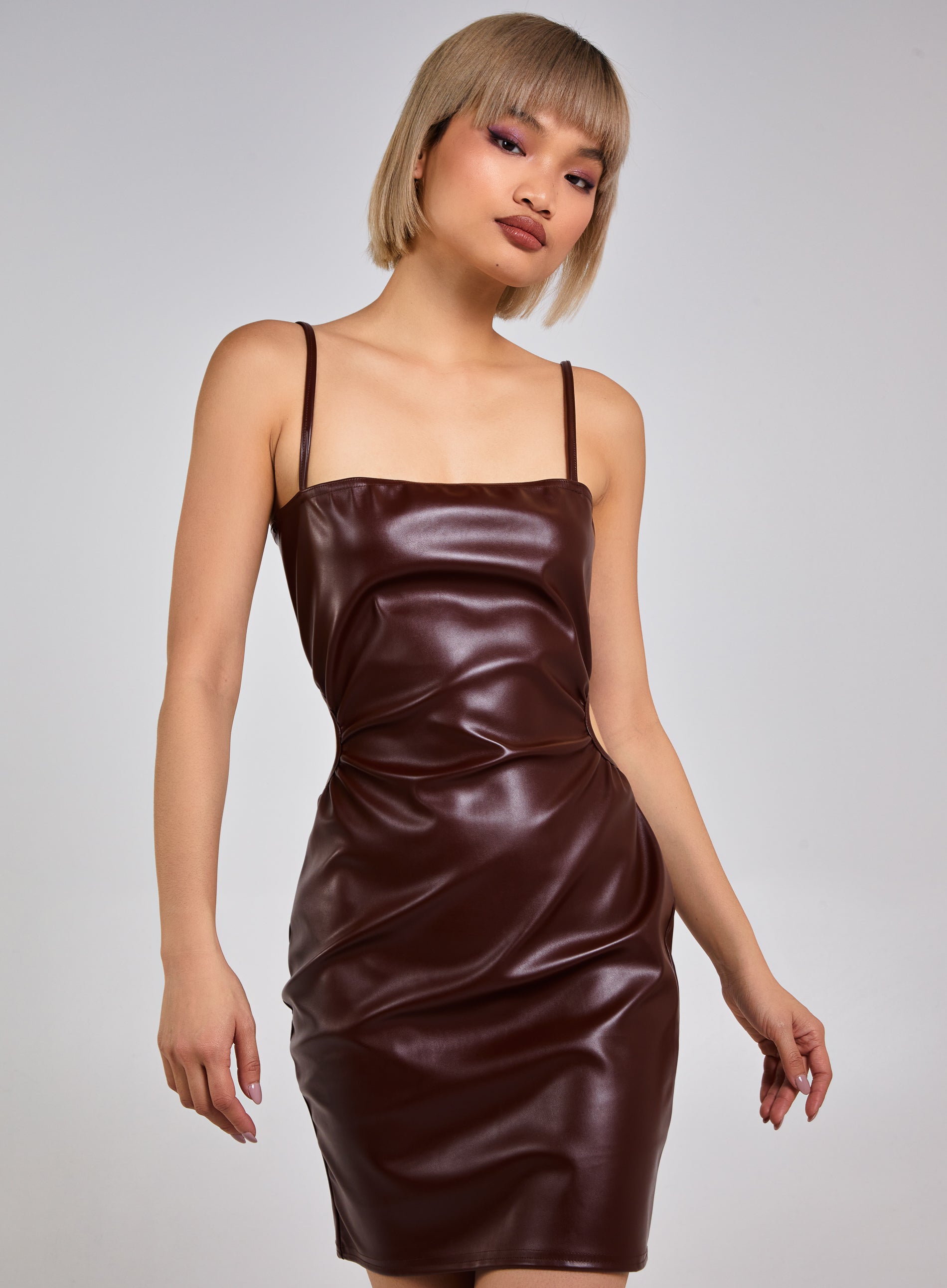 Cut Out PU Mini Dress