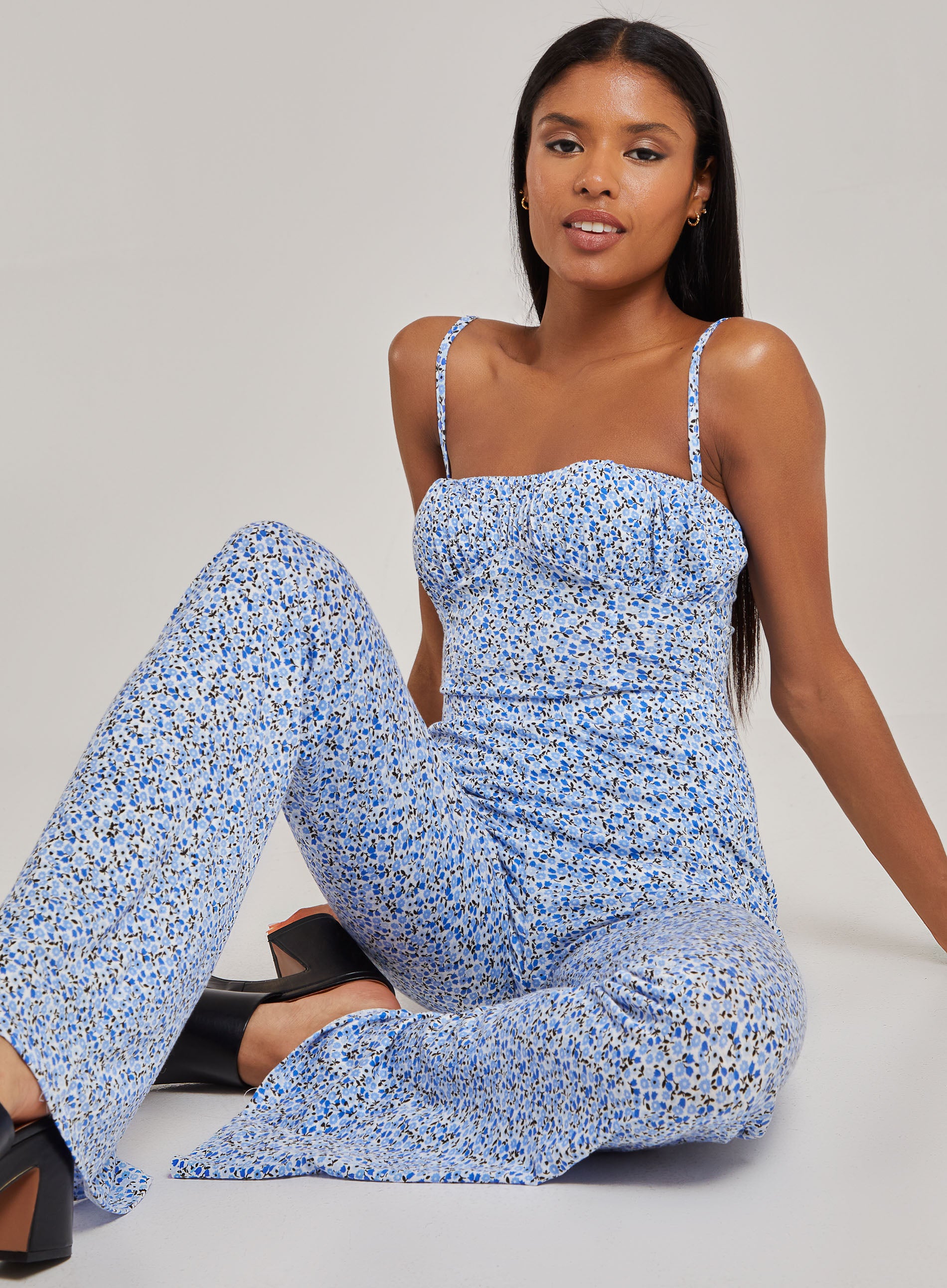 Ditsy Print Strappy Bodysuit