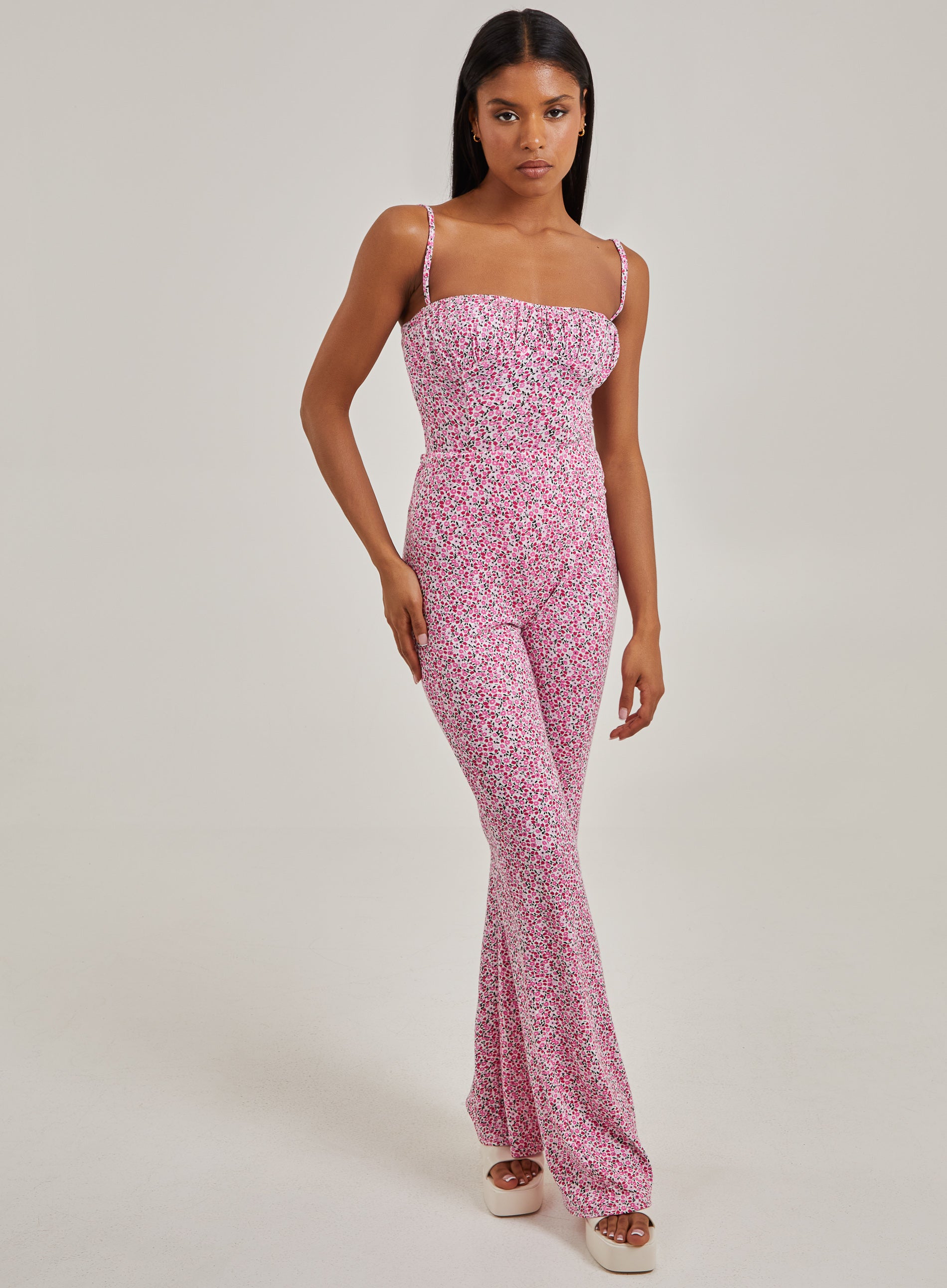 Ditsy Print Flare Trousers