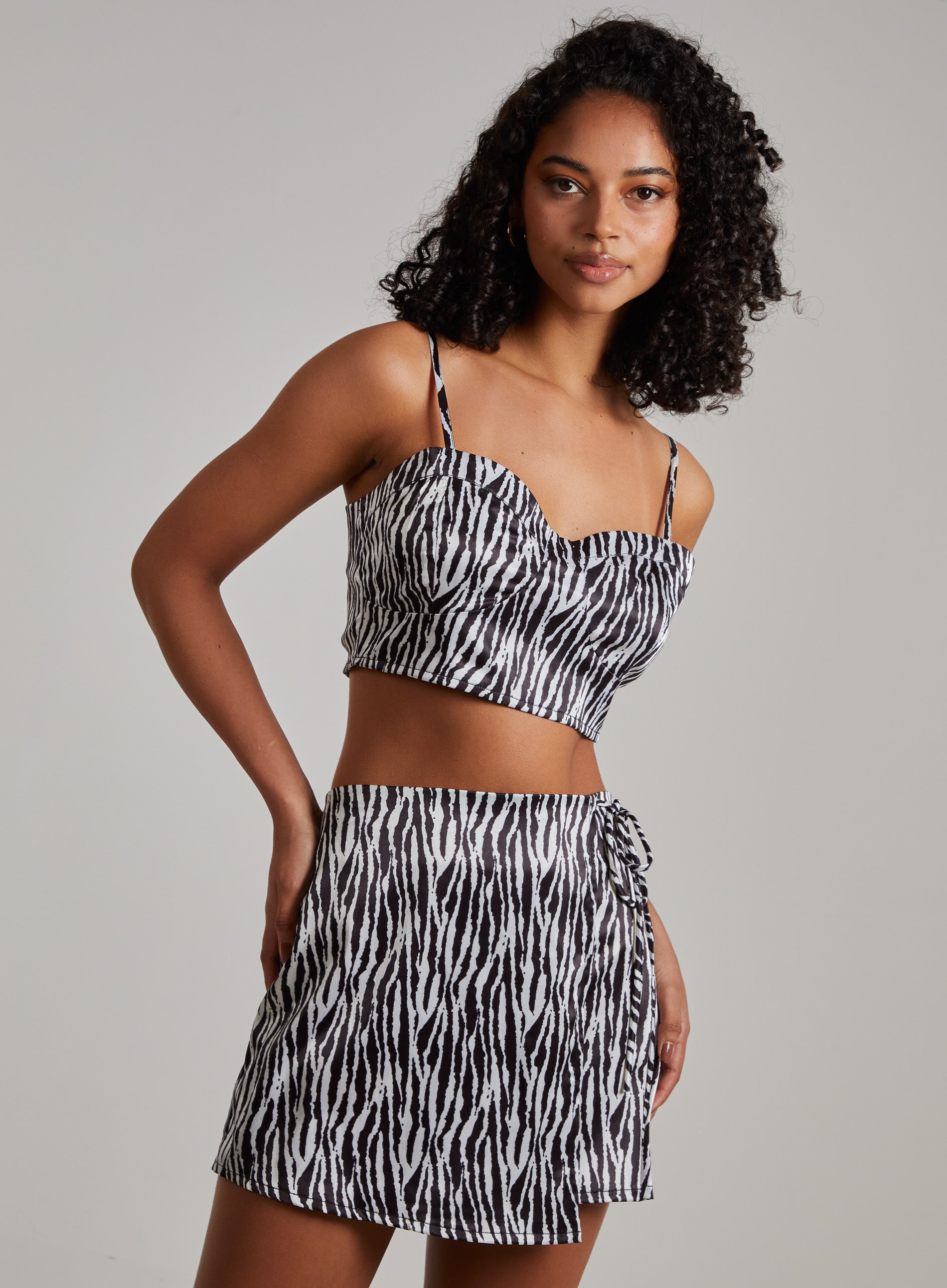 Satin Cropped Zebra Bralette